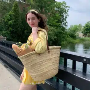 Cesta marroquí de mercado tejida a mano de paja